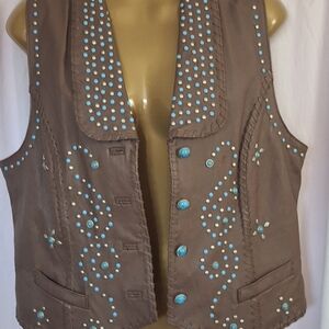 Turquoise Studded Women's Vest